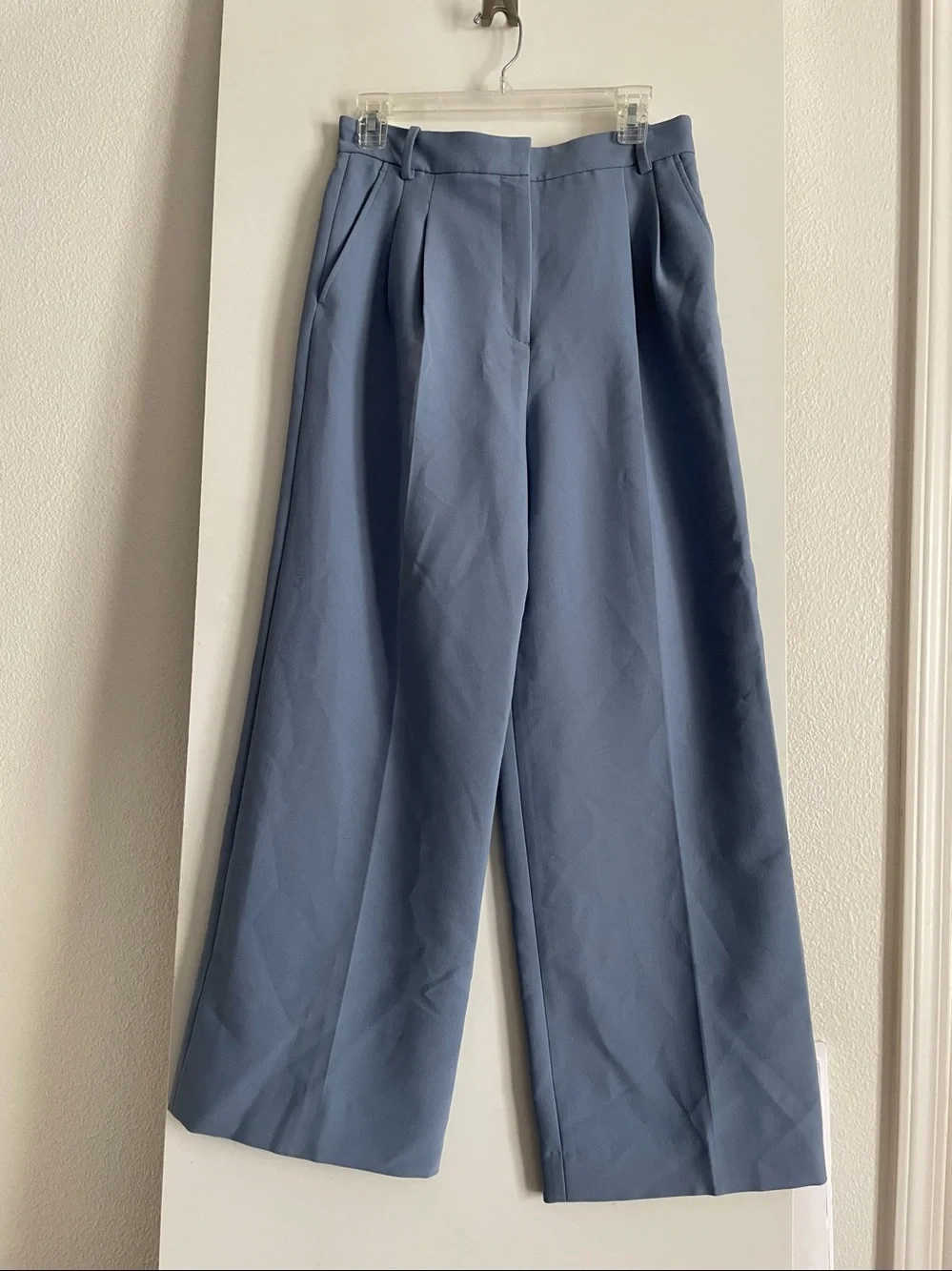 S: ZARA High Rise Wide Leg Trousers Pants Sky Blue NWT - Picture 1 of 8